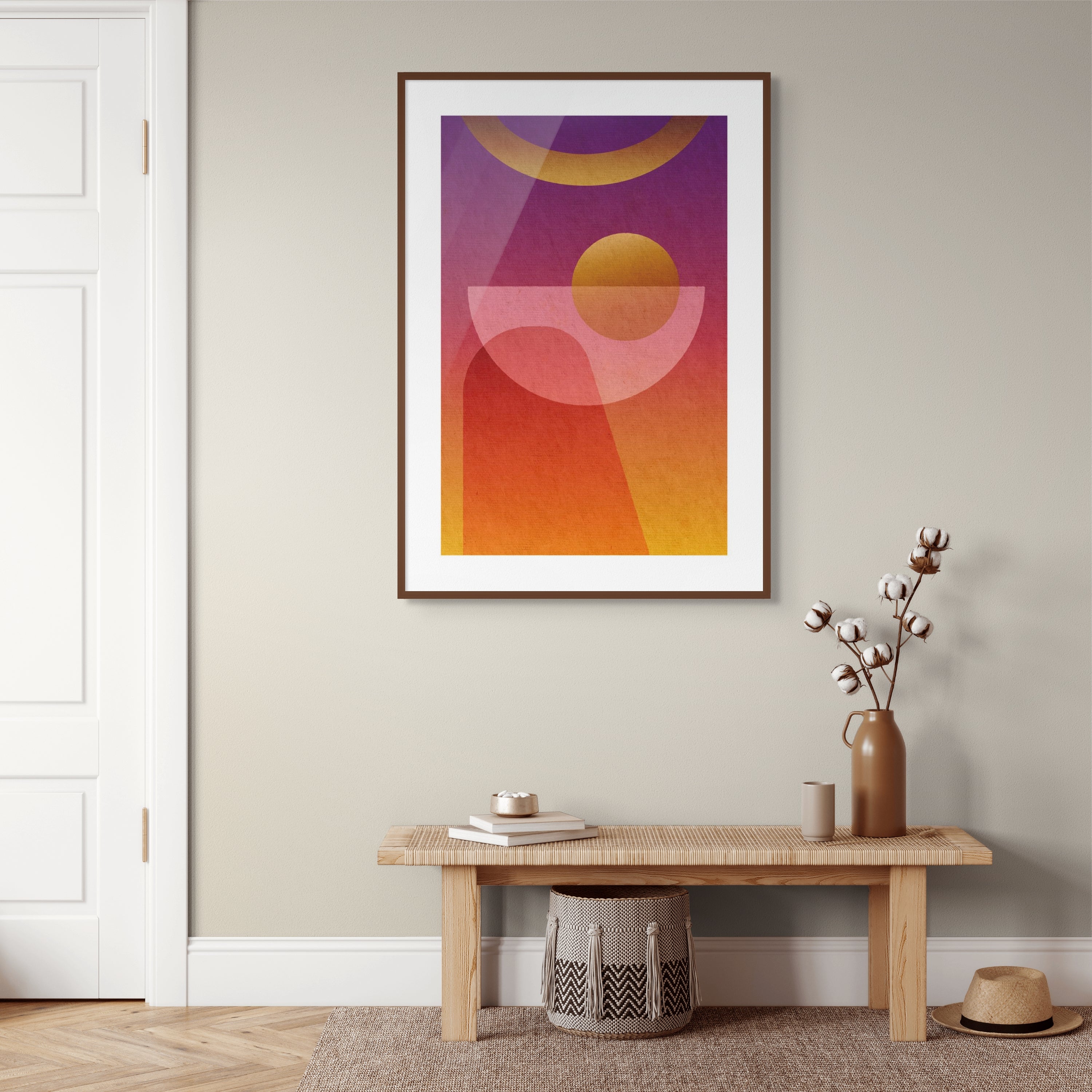 Abstract geometric wall art titled “Contact” inspired by space exploration and connection.
