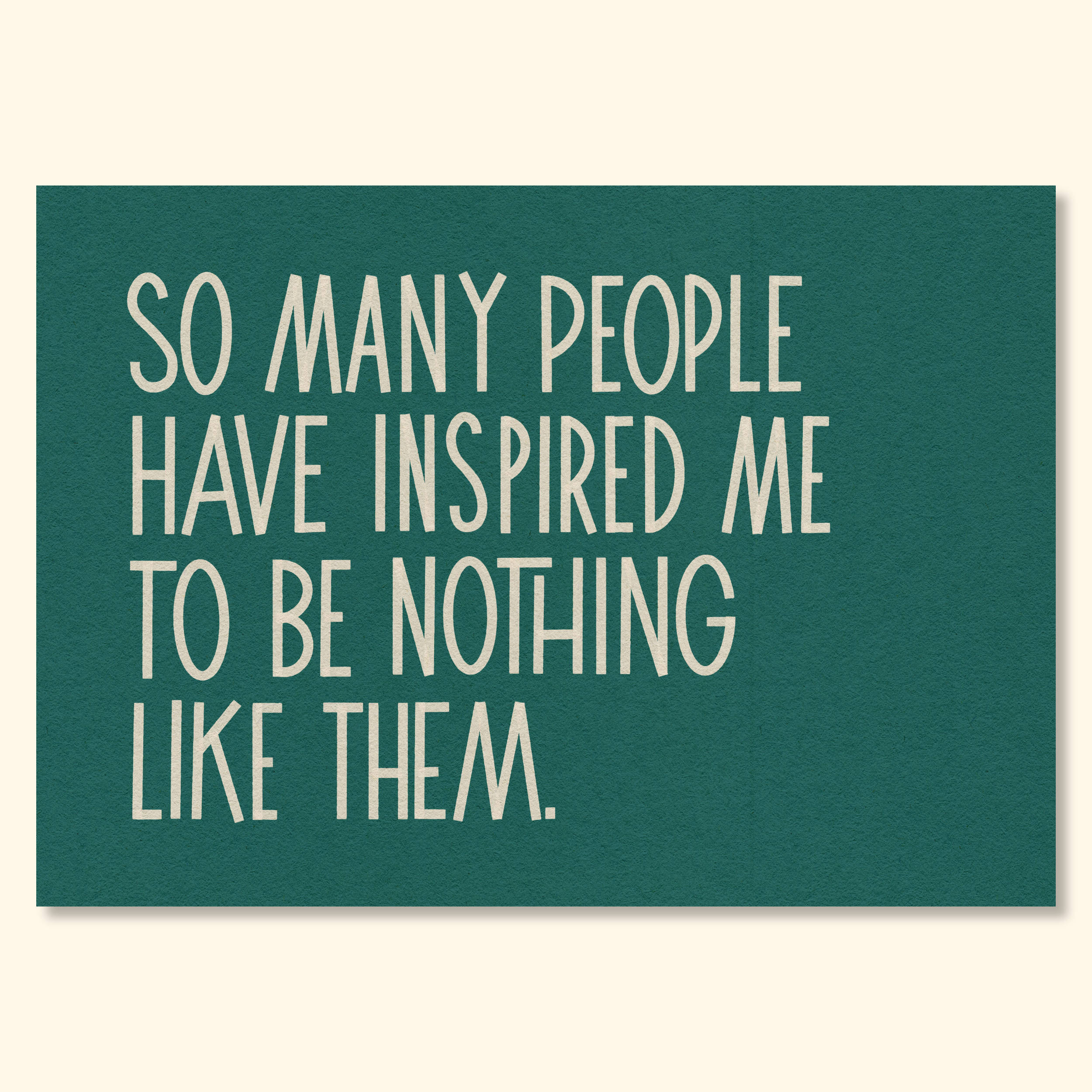 Nothing Like Them mid-century typographic wall art featuring cream lettering on a deep green textured background