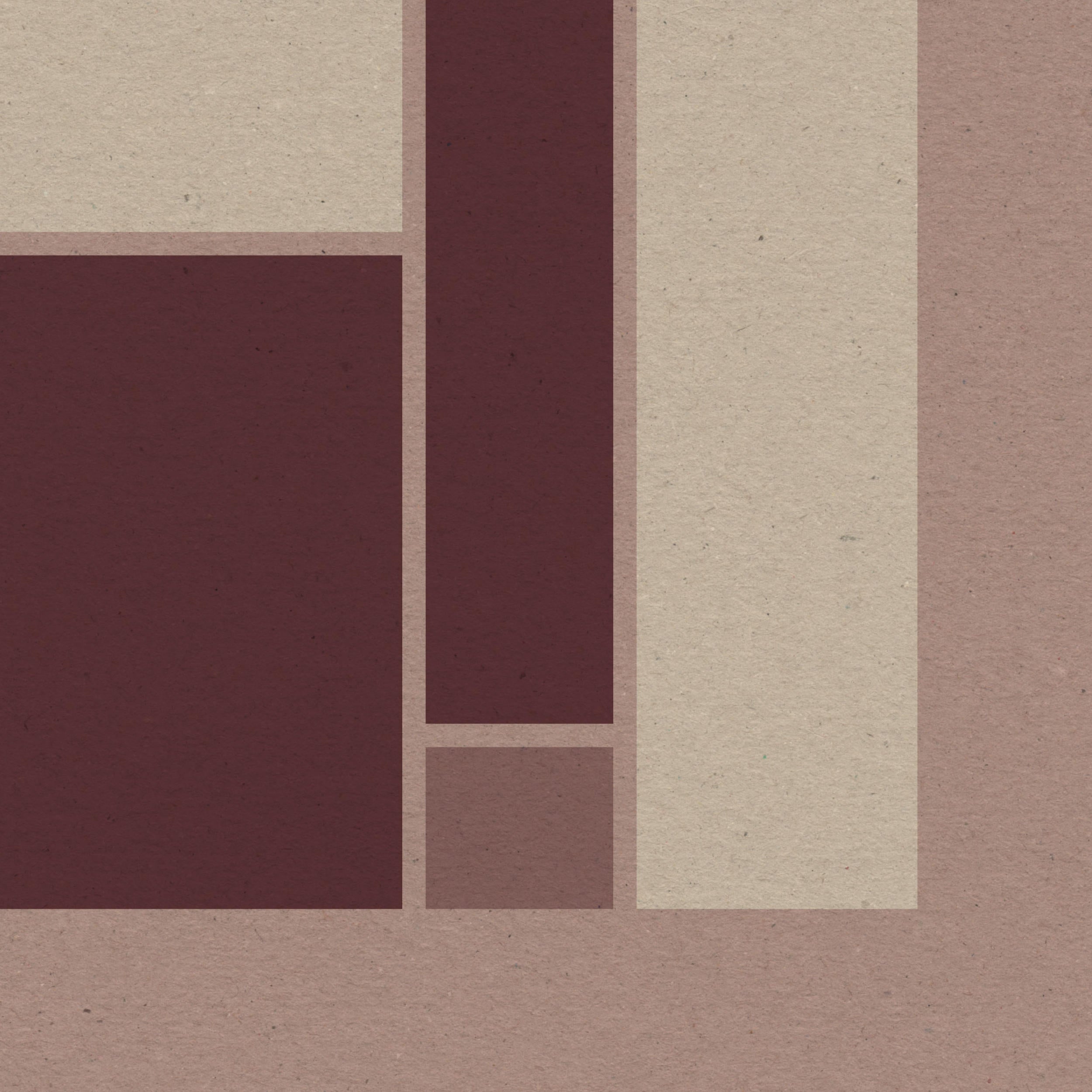 Detail of geometric print showing textured paper surface and burgundy geometric forms