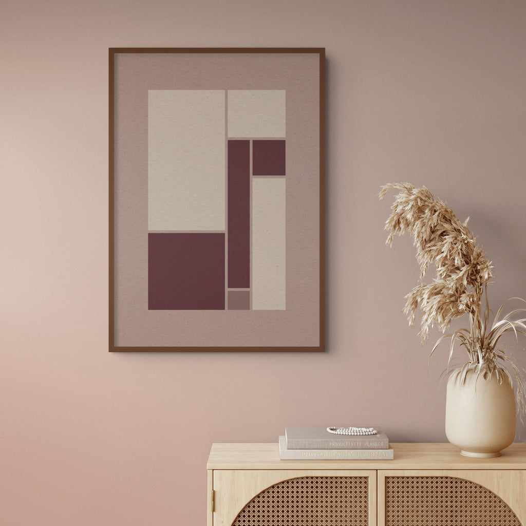 Plaster geometric print displayed in a warm contemporary interior