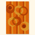 Relay – Amber mid-century modern abstract geometric wall art print in warm amber and ochre tones with overlapping circles and a subtle vintage paper texture.